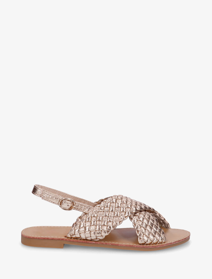 Nu-pieds en simili tressé - Rose gold - 1