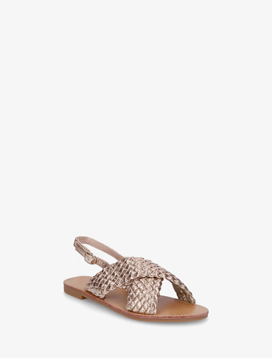Nu-pieds en simili tressé - Rose gold - 2