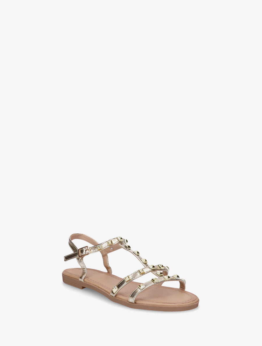 Nu-pieds style spartiate à clous - Or - 2