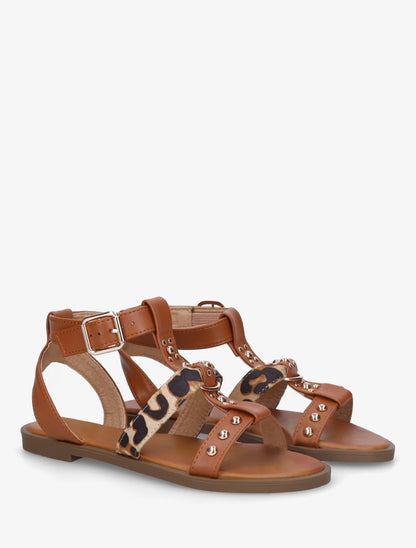 Nu-pieds à lannière léopard - Camel - 4