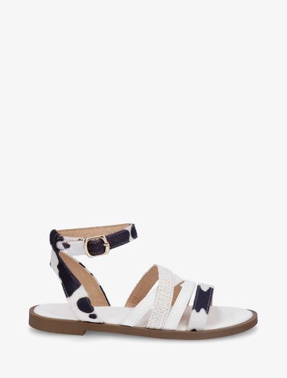 Nu-pieds à brides imprimé vache - Blanc - 1