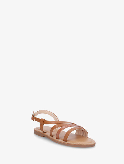 Nu-pieds en simili à détail python - Camel - 2