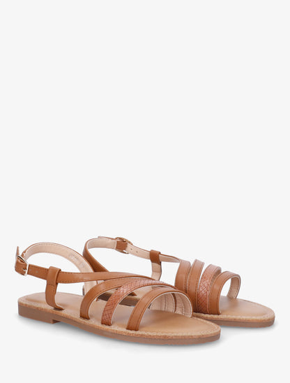 Nu-pieds en simili à détail python - Camel - 4