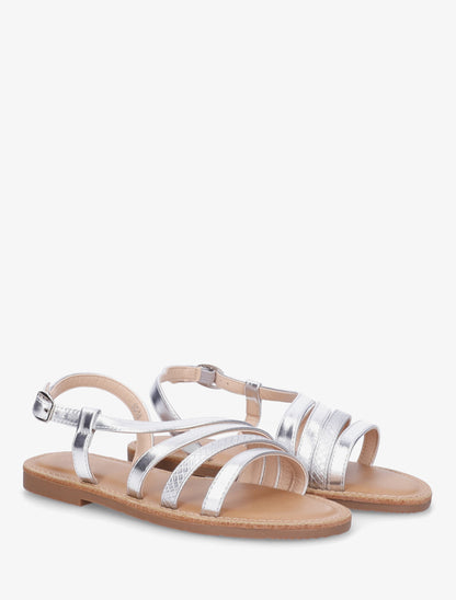 Nu-pieds en simili à détail python - Argent - 4