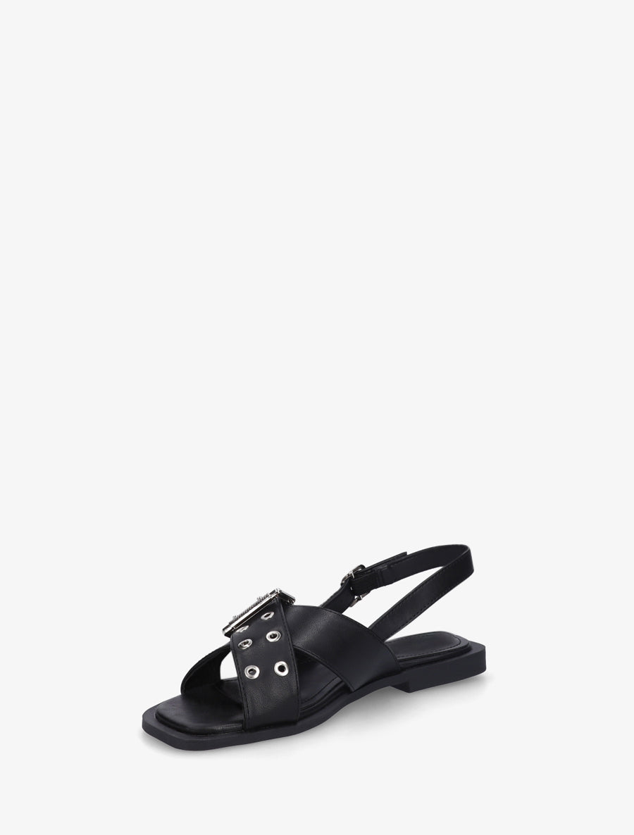 Nu-pieds en simili à brides croisées - Noir - 3