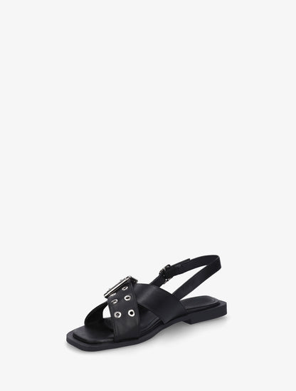 Nu-pieds en simili à brides croisées - Noir - 3