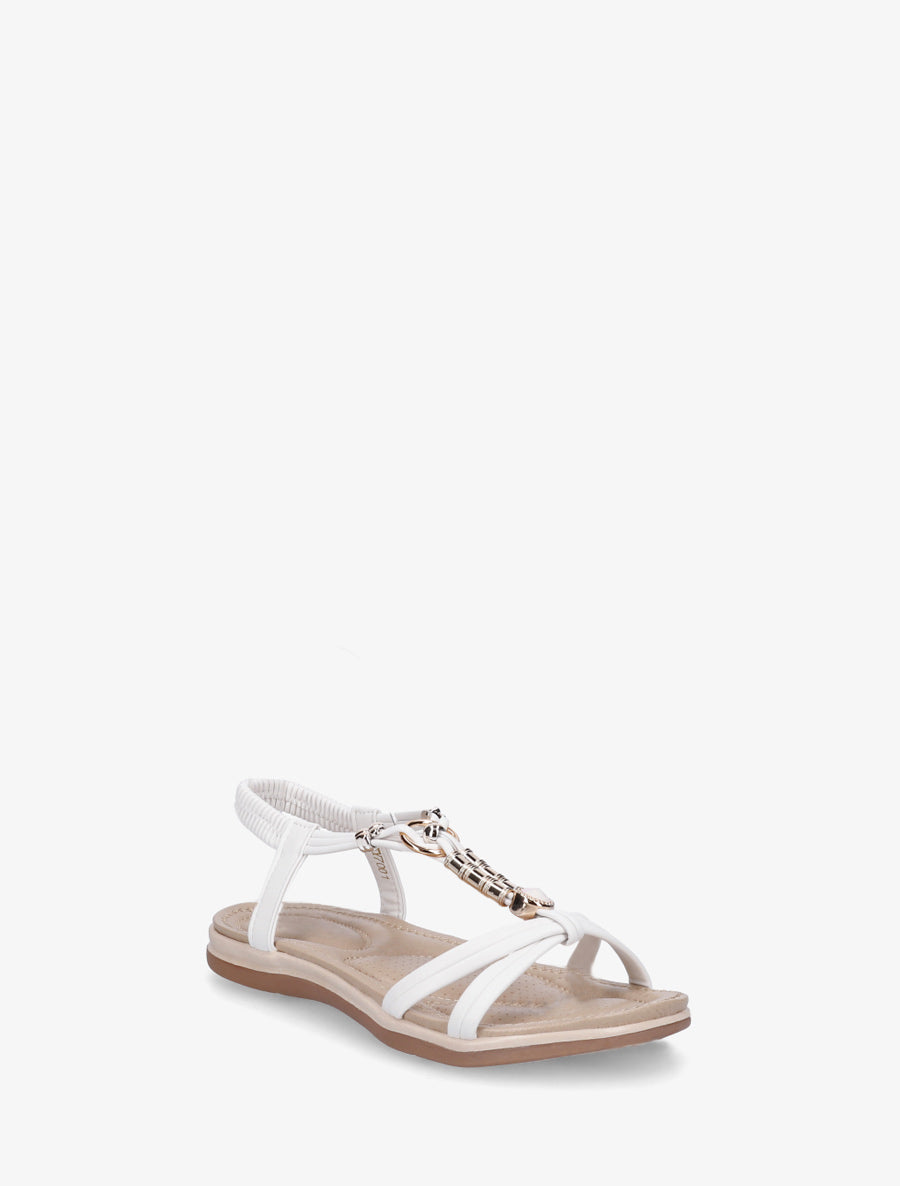 Sandales à bijoux et cheville élastiquée - Blanc - 2