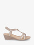 Sandales compensées à bride tressée en simili nacré - Or - 1