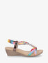 Sandales compensées à empiècement perles et strass - Rose - 1