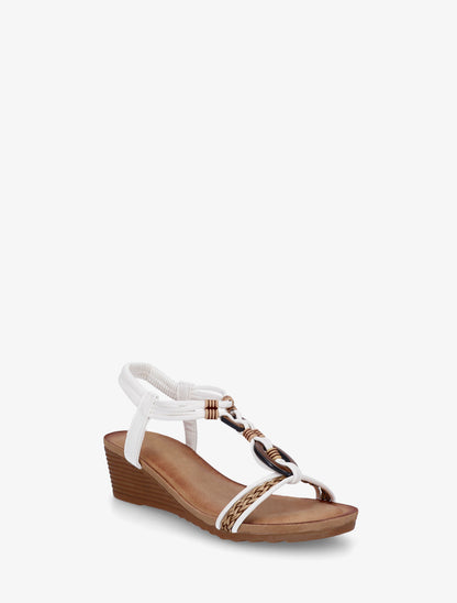 Sandales compensées à empiècement bijoux en bois - Blanc - 2