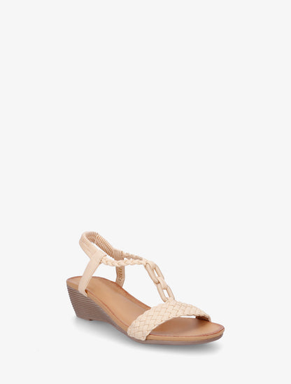 Sandales tressées à empiècement bijoux style jade - Beige - 2