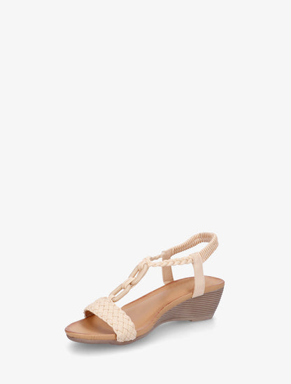 Sandales tressées à empiècement bijoux style jade - Beige - 3