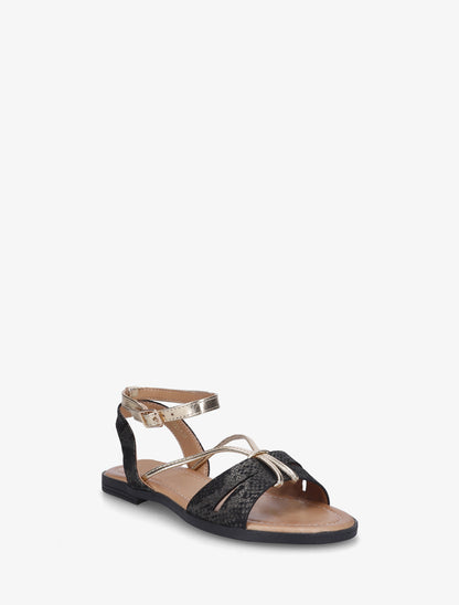 Nu-pieds en python irisé - Noir - 2