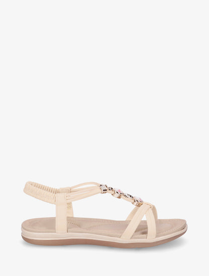 Nu-pieds à tour de cheville élastiquée - Beige - 1