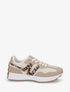 Baskets à empiècement en toile et effet nubuck - Taupe - 1