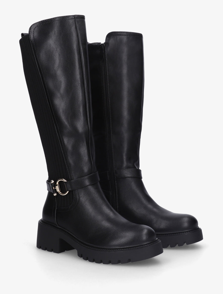 Bottes bimatière à boucle - Noir - 4