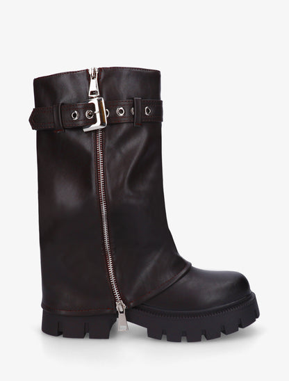 Bottes à revers et sangle - Marron - 1