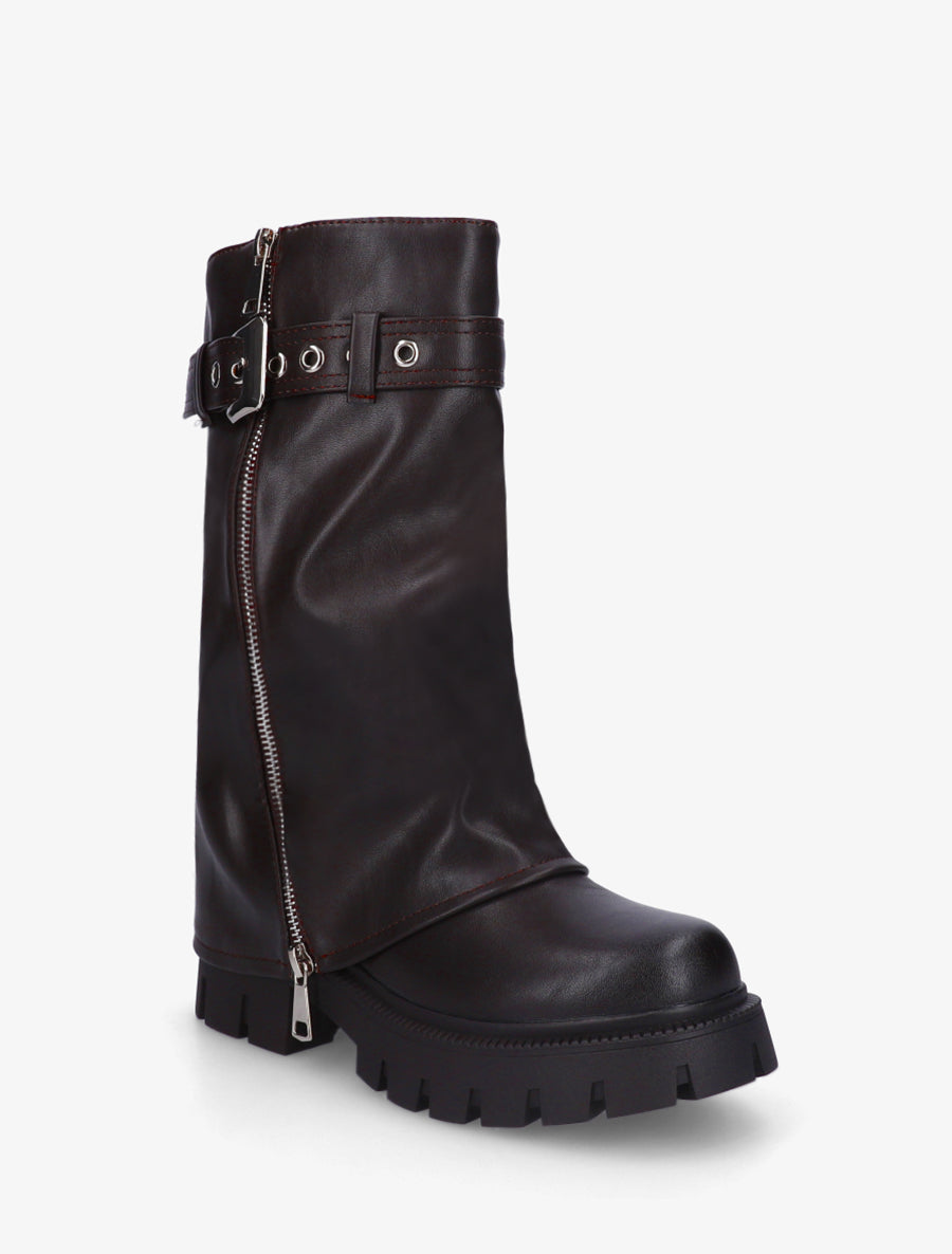 Bottes à revers et sangle - Marron - 2