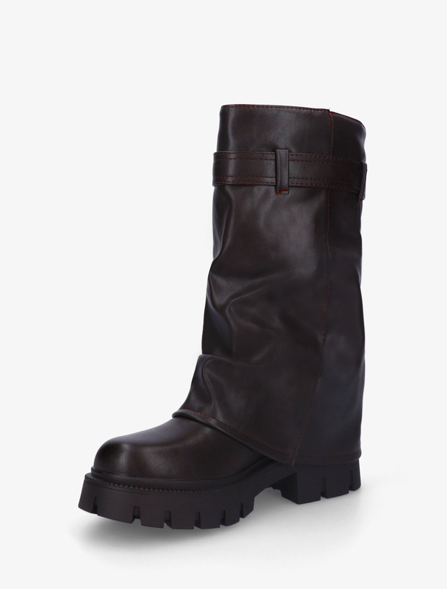 Bottes à revers et sangle - Marron - 3