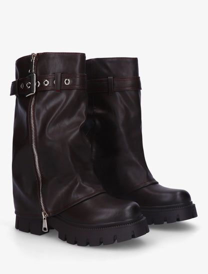 Bottes à revers et sangle - Marron - 4