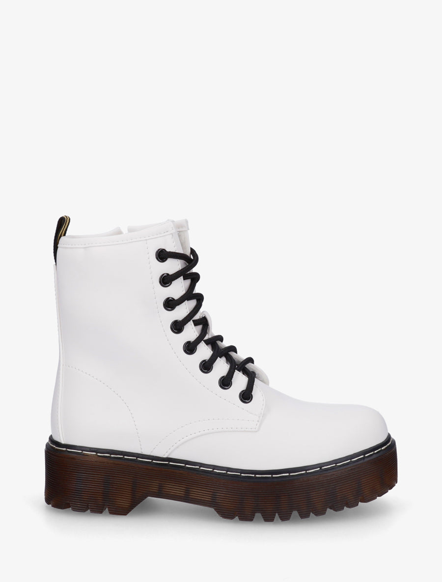 Boots style rangers à semelle crantée - Blanc - 1