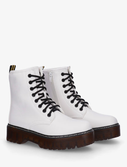 Boots style rangers à semelle crantée - Blanc - 4