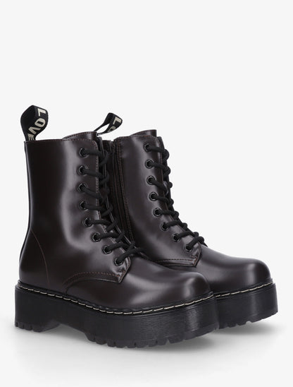 Boots style rangers en simili - Marron - 4