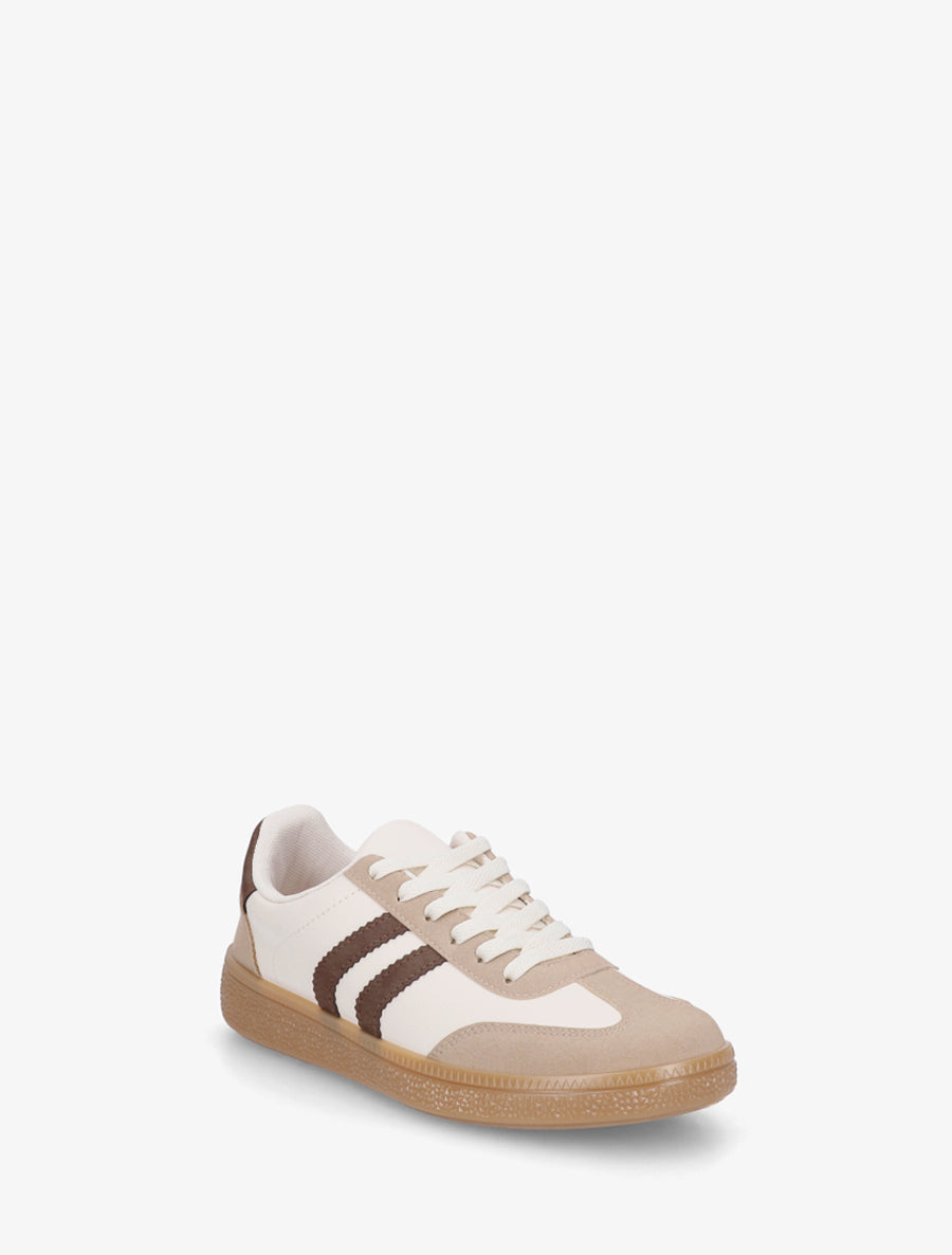 Sneakers à bandes contrastantes - Beige - 2