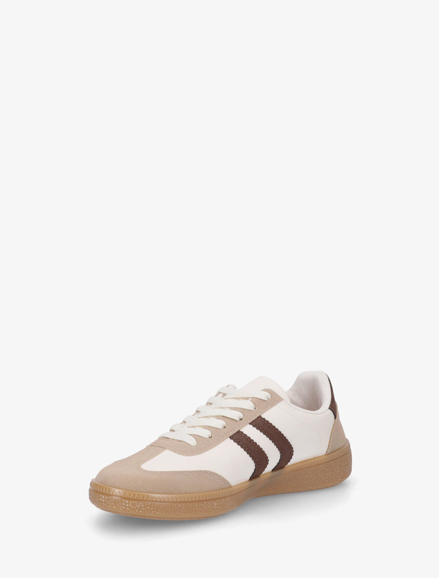 Sneakers à bandes contrastantes - Beige - 3