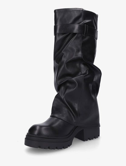 Bottes à revers effet froissé - Noir - 3