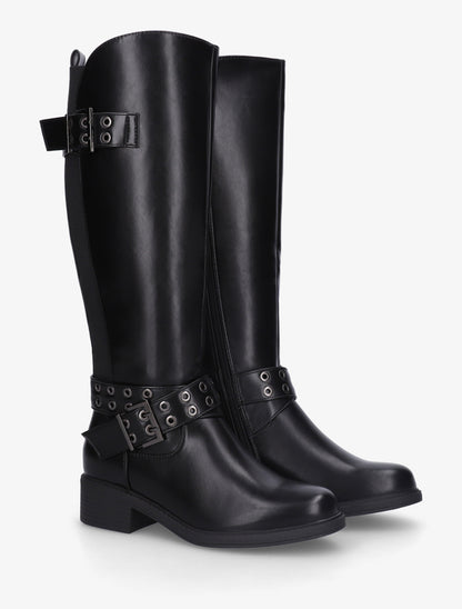 Bottes élastiquées à double sangles - Noir - 4