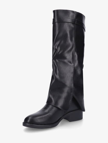 Bottes en simili à revers - Noir - 3