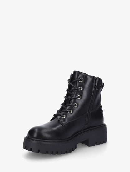 Bottines à lacets en simili - Noir - 3