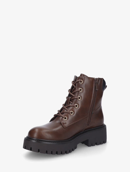 Bottines à lacets en simili - Marron - 3