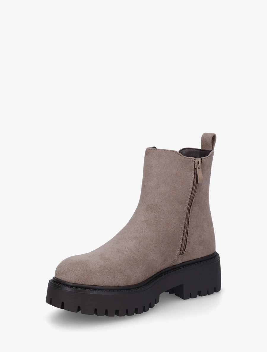 Boots en suédine à semelle crantée - Taupe - 3
