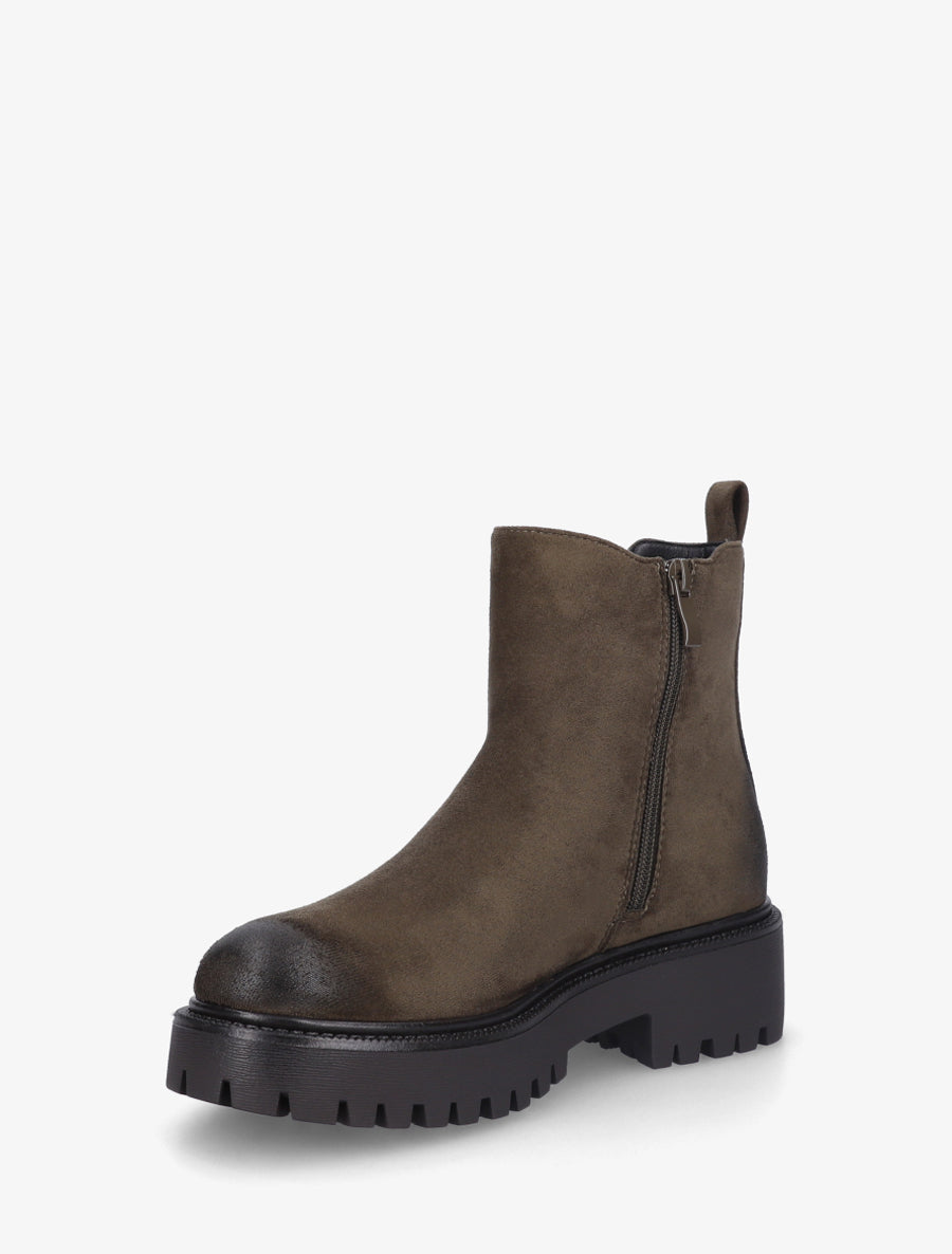 Boots en suédine à semelle crantée - Kaki - 3