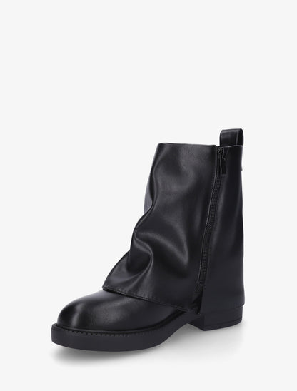 Boots à revers en simili - Noir - 3