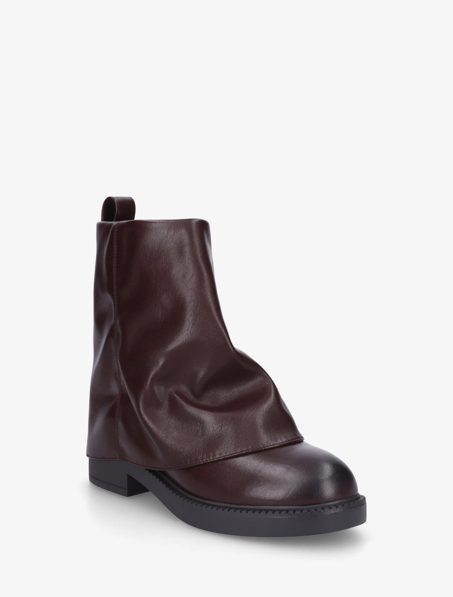 Boots à revers en simili - Lie de vin - 2