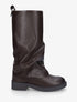 Bottes à revers basiques en simili - Marron - 1