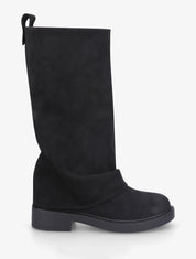 Bottes à revers basiques en suédine - Noir - 1