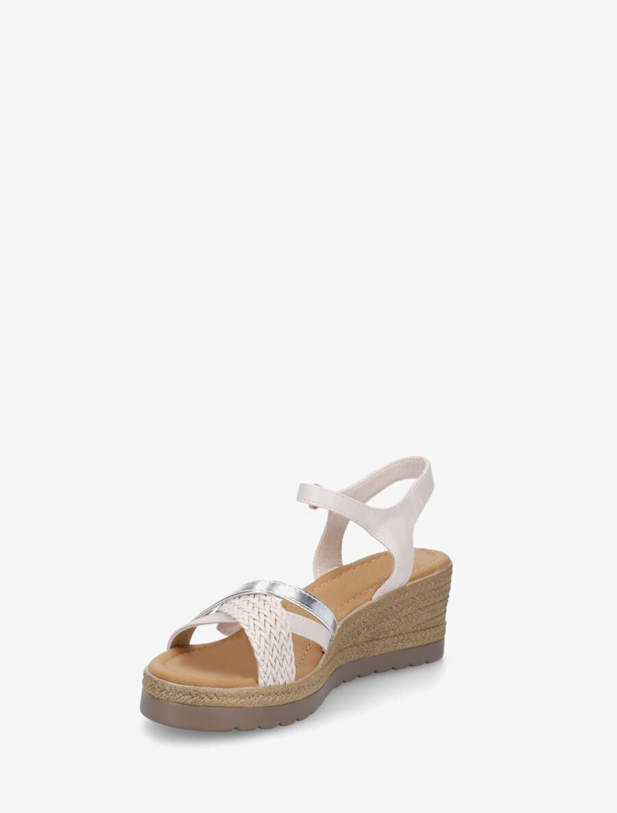Sandales compensées brides tressées - Beige - 3