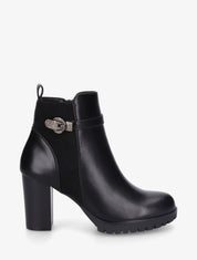 Bottines bi-matière à boucle strassée - Noir - 1