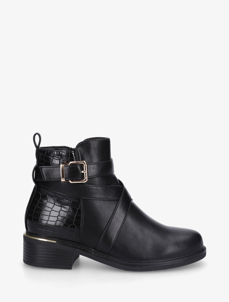 Bottines à contrefort croco - Noir - 1