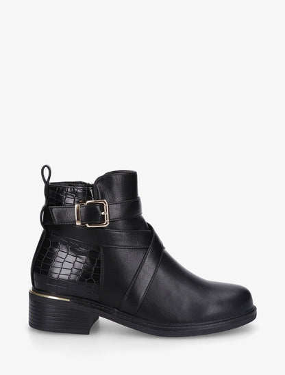 Bottines à contrefort croco - Noir - 1