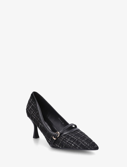 Escarpins en tweed à boucle - Noir - 2