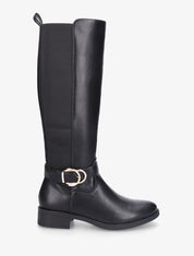Bottes style cavalière à boucle fantaisie - Noir - 1