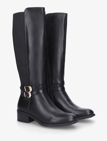 Bottes style cavalière à doucle boucle - Noir - 4