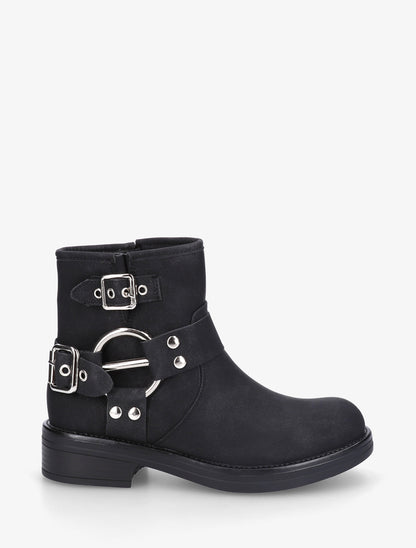 Bottines en suédine à boucle fantaisie - Noir - 1
