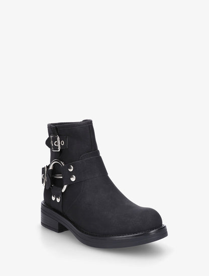 Bottines en suédine à boucle fantaisie - Noir - 2