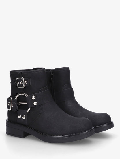 Bottines en suédine à boucle fantaisie - Noir - 4
